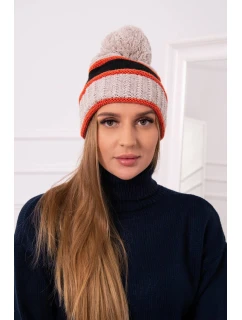 Dámská čepice Kinga K297 light beige+black