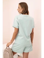 Dámský punto set s krátkými rukávy a šortkami tmavá máta Dámský punto set s krátkými rukávy a šortkami tmavá máta