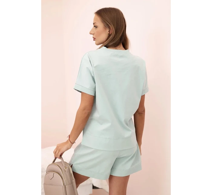 Dámský punto set s krátkými rukávy a šortkami tmavá máta Dámský punto set s krátkými rukávy a šortkami tmavá máta