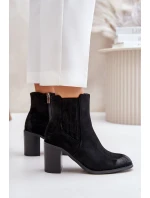 Zateplené dámské boty na podpatku eko semiš černé model 21674304 - Boto Zateplené dámské boty na podpatku eko semiš černé model 21674304 - Boto