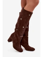 Dámské Zimní Kotníkové Boty Na Podpatku S Ozdobnými Detaily Čokoládové Lucinda