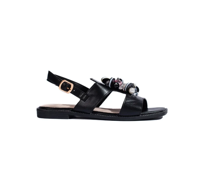 Stylové černé sandály dámské na plochém podpatku Stylové černé sandály dámské na plochém podpatku