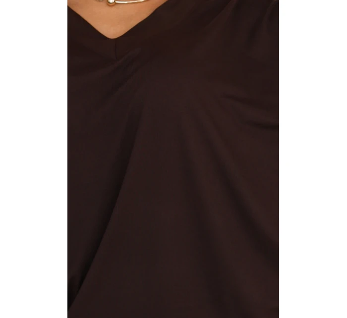 model 21481269 Pohodlné šaty s dlouhými rukávy čokoládové - numoco model 21481269 Pohodlné šaty s dlouhými rukávy čokoládové - numoco