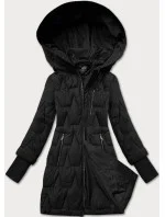 Černá dámská prošívaná bunda pro přechodné období s úpletovými stahovacími lemy Libland (LD-7775)