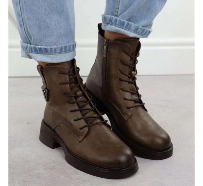 Dámské boty na klínku hnědé model 21905773 - Potocki