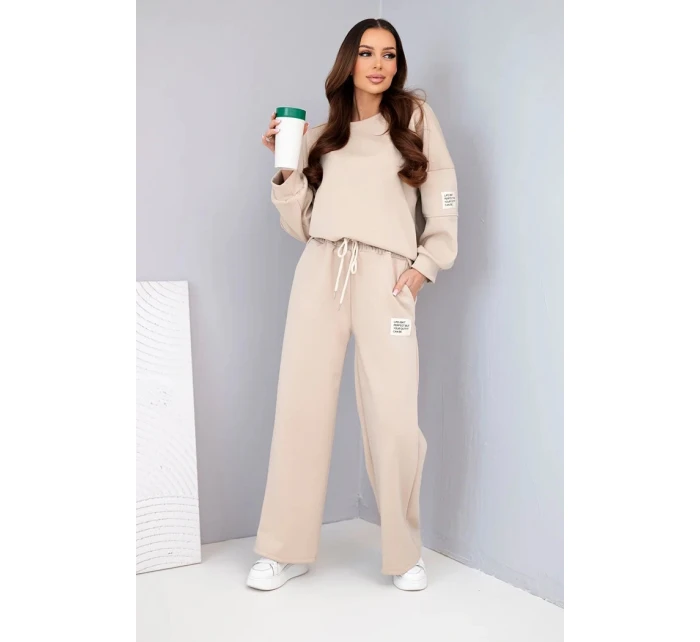Dámská sada máslo mikina + kalhoty béžový