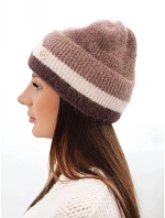 Dámská čepice beanie žebrovaná s ozdobou model 22555049 - K-Fashion Dámská čepice beanie žebrovaná s ozdobou model 22555049 - K-Fashion