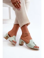 Dámské sandály Z Eko Semišu Na Podpatku Mátové Jemenna Dámské sandály Z Eko Semišu Na Podpatku Mátové Jemenna
