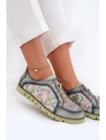 Kožené dámské polobotky s vzorem model 21692637 zelené - Maciejka Kožené dámské polobotky s vzorem model 21692637 zelené - Maciejka