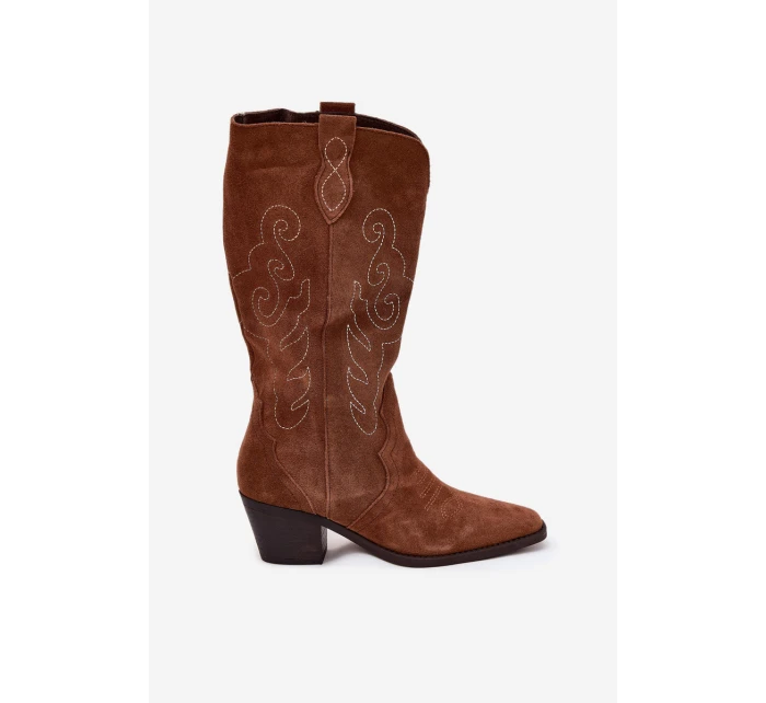 Semišové Dámské Boty Na Podpatku Camel model 21705043 - Zazoo