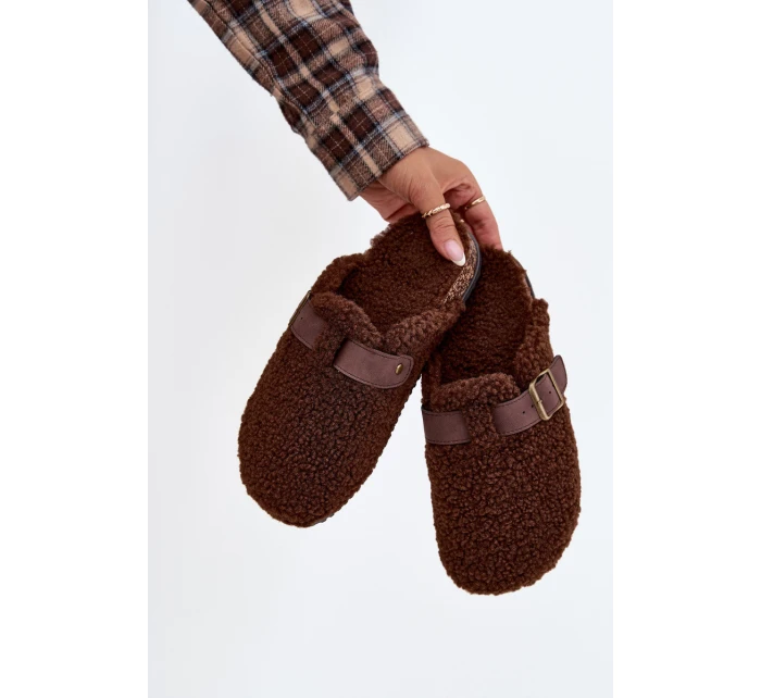 Dámské pantofle s kožešinou typu beránek Hnědé Lorivine