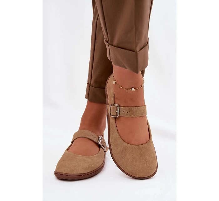 Baleríny Barefoot z přírodního semiše model 22069732 béžové - Zazoo