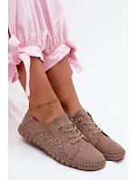 Prodyšné semišové polobotky tmavě béžové Flaria