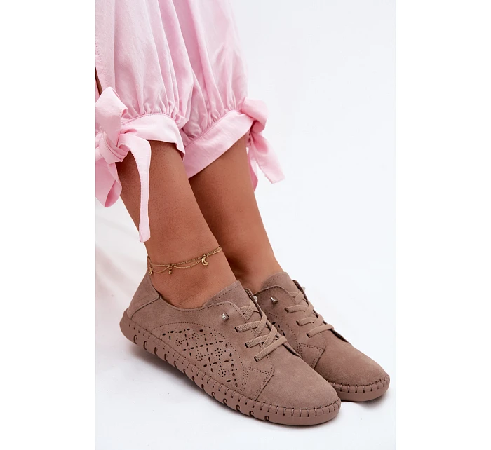 semišové polobotky tmavě béžové model 22123254 - Boto