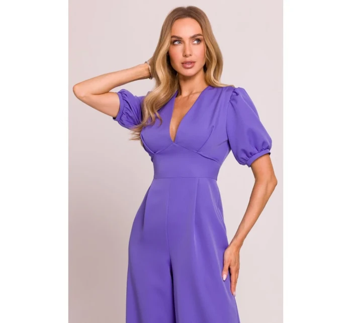 M852 Kombinéza s puff rukávy - světle fialová