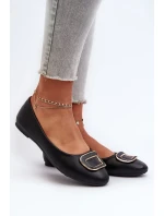 Černé balerínky z ekokůže s dekorací Enicoria Černé balerínky z ekokůže s dekorací Enicoria
