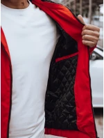 Pánská přechodná bunda s kapucí červená FashionStreet TX4886 Pánská přechodná bunda s kapucí červená FashionStreet TX4886