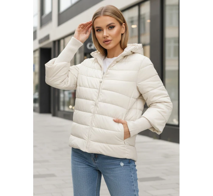 Dámská prošívaná bunda s kapucí bílá FashionStreet ty5355