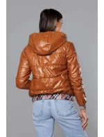 Krátká dámská bunda v karamelové barvě s ozdobným lemováním model 18019190 - S'WEST