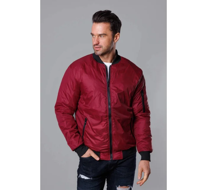 Pánská bunda typu "bomber" ve vínové bordó barvě s podšívkou model 18344994 - J.STYLE