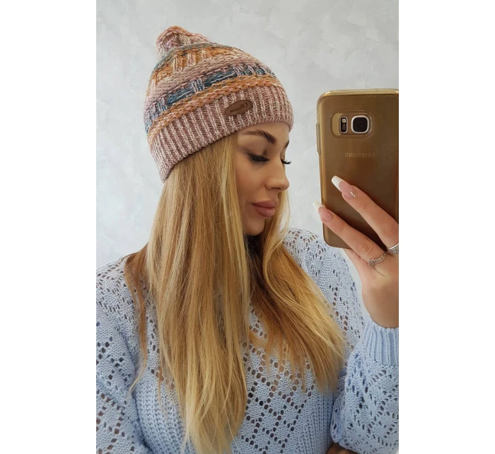 Fleecová čepice Patrycja K254 pink+cappuccino
