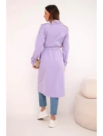 Dámský kabát v pase s límcem světle fialový Dámský kabát v pase s límcem světle fialový