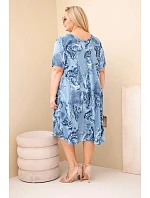 Dámské viskózové šaty Plus Size s krátkým rukávem a vzorem model 22043112 - K-Fashion