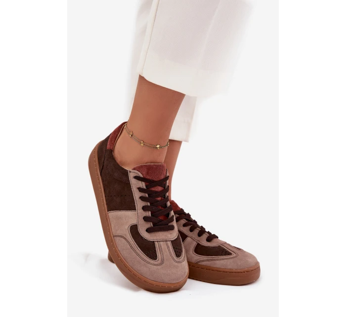 Kožené semišové barefoot tenisky dámské model 21711165 hnědé - Zazoo