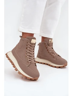 Zateplené dámské kozačky na platformě tmavě béžové Marivira