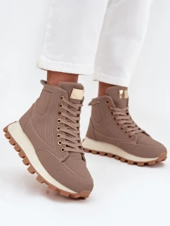 Zateplené dámské kozačky na platformě tmavě béžové Marivira