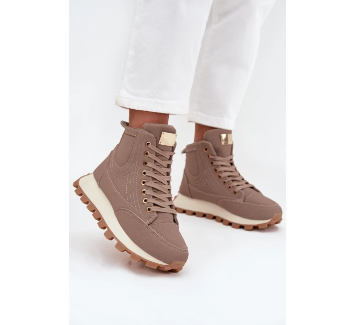 Zateplené dámské kozačky na platformě tmavě béžové Marivira