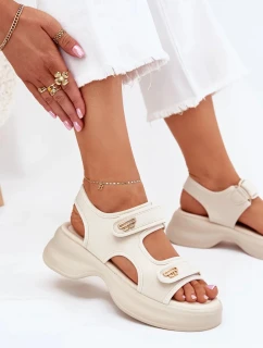 Dámské sandály se zlatými detaily – béžové Luvira