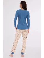 Dámské pyžamo Sammy 723/380 Jeans modrá s béžovou vzor - Cornette