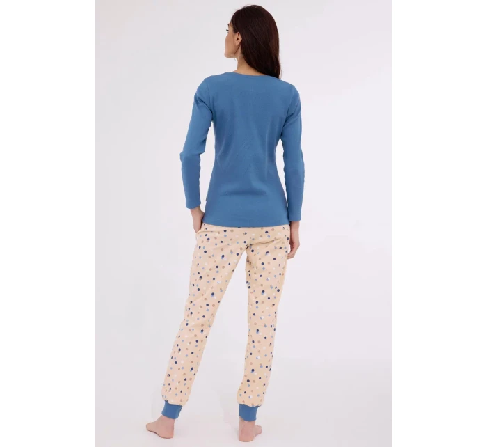 Dámské pyžamo Sammy 723/380 Jeans modrá s béžovou vzor - Cornette
