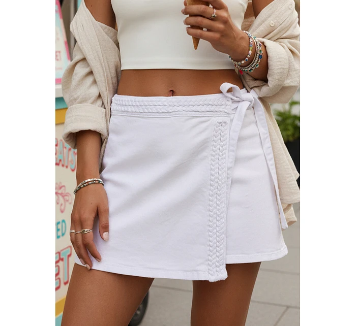 Dámská džínová sukně-šortky bílá FashionStreet SY0500