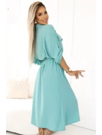 model 20998768 Midi košilka se zlatými knoflíky a vázáním MINT - numoco basic