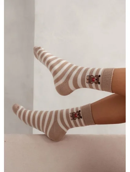 Milena Ponožky 0118-009 Pruhovaný medvídek Dámské froté 37-41