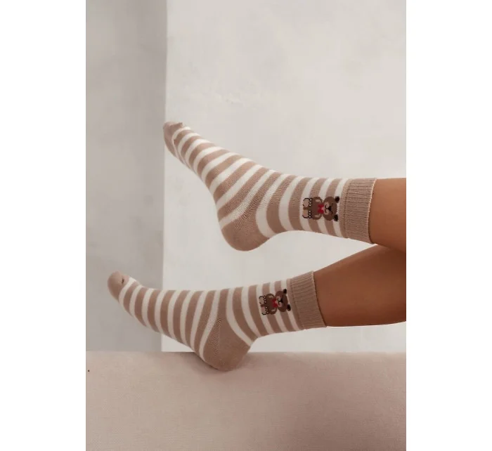 Milena Ponožky 0118-009 Pruhovaný medvídek Dámské froté 37-41