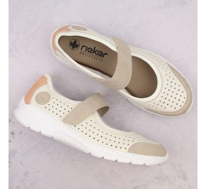 Pohodlná polobotka W béžová model 22033608 - Rieker
