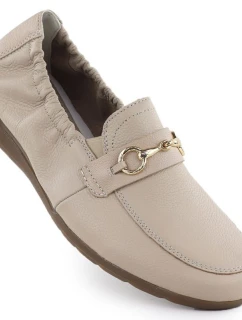 Dámské pohodlné kožené mokasíny béžové Rieker L9354-60