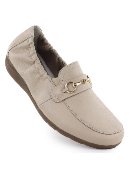 Dámské pohodlné kožené mokasíny béžové model 21906746 - Rieker