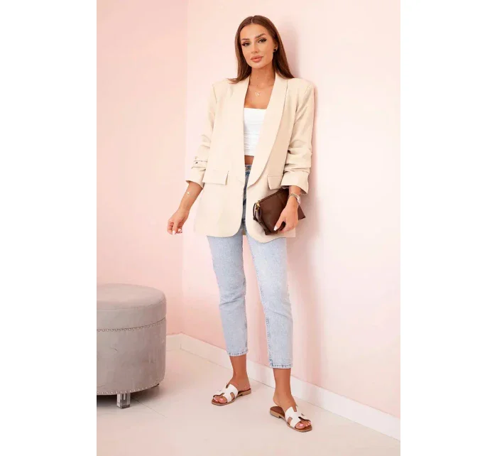 Sako s klopami elegantní béžový Sako s klopami elegantní béžový