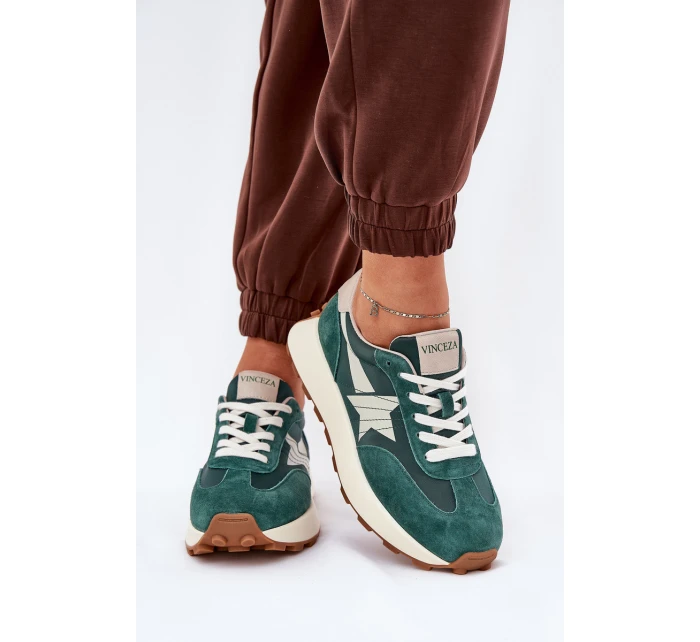 Dámské Sportovní Boty Z Semiše Na Platformě model 21686705 Zelené - VINCEZA