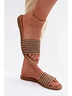 Dámské ploché s kamínky hnědé Fendi