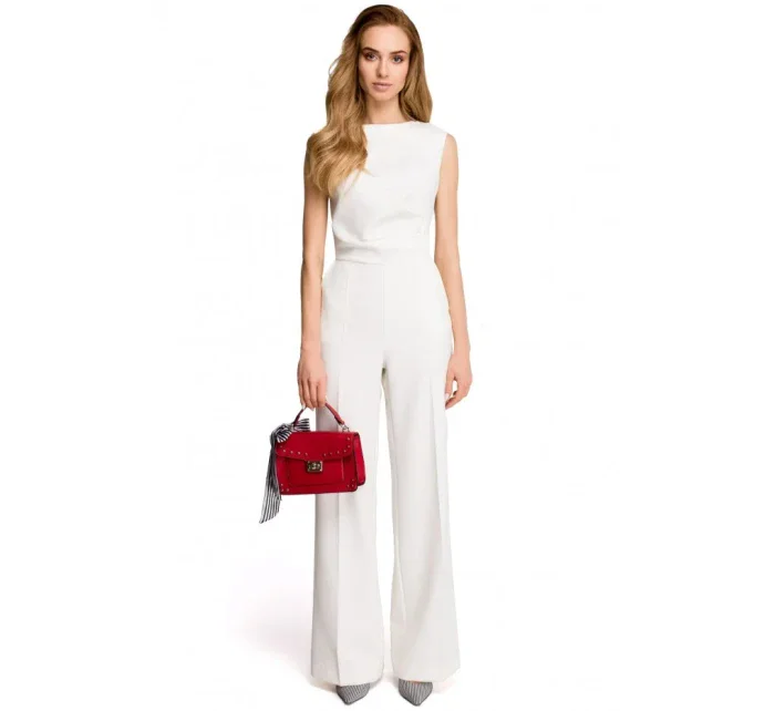 S115 Overal se širokými nohavicemi - ecru