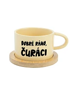 DOBRÉ RÁNO, ČURÁCI - žlutý hrníček makronka 200 ml DOBRÉ RÁNO, ČURÁCI - žlutý hrníček makronka 200 ml