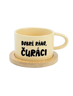 DOBRÉ RÁNO, ČURÁCI - žlutý hrníček makronka 200 ml