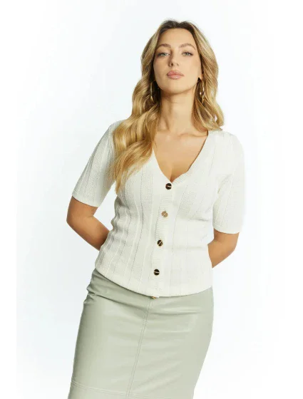 Dámský svetr s krátkými rukávy model 20183994 bílý - Monnari