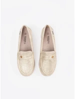 Luxusní zlaté dámské  mokasíny bez podpatku