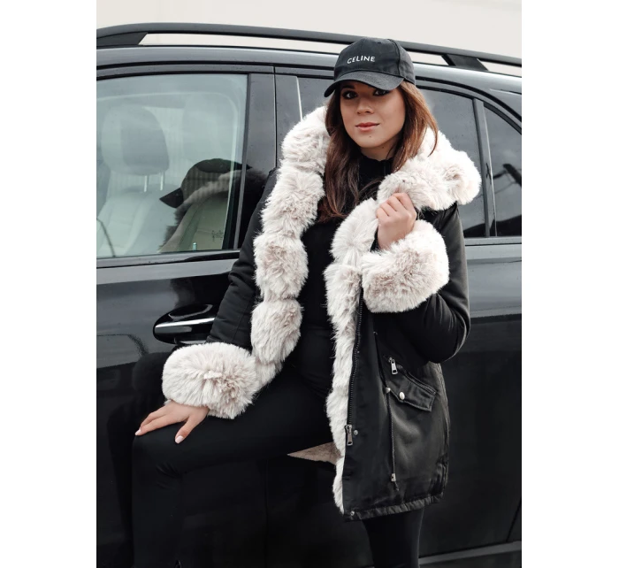 Dámská zimní bunda parka s kožešinou černá Dstreet model 21982612 - FashionStreet